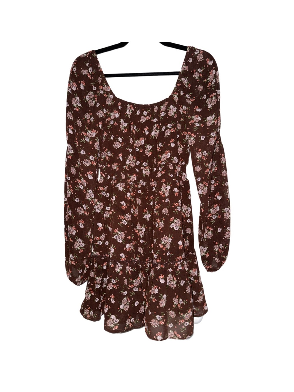 Live To Be Spiked Floral Long-Sleeve Scoop Neck Dress Size XSmall